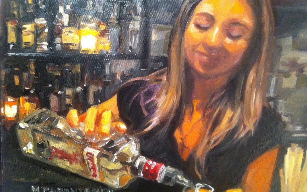 Girl pouring Gin